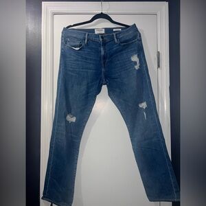 Frame Denim Women's Distressed Blue Straight Leg Jeans